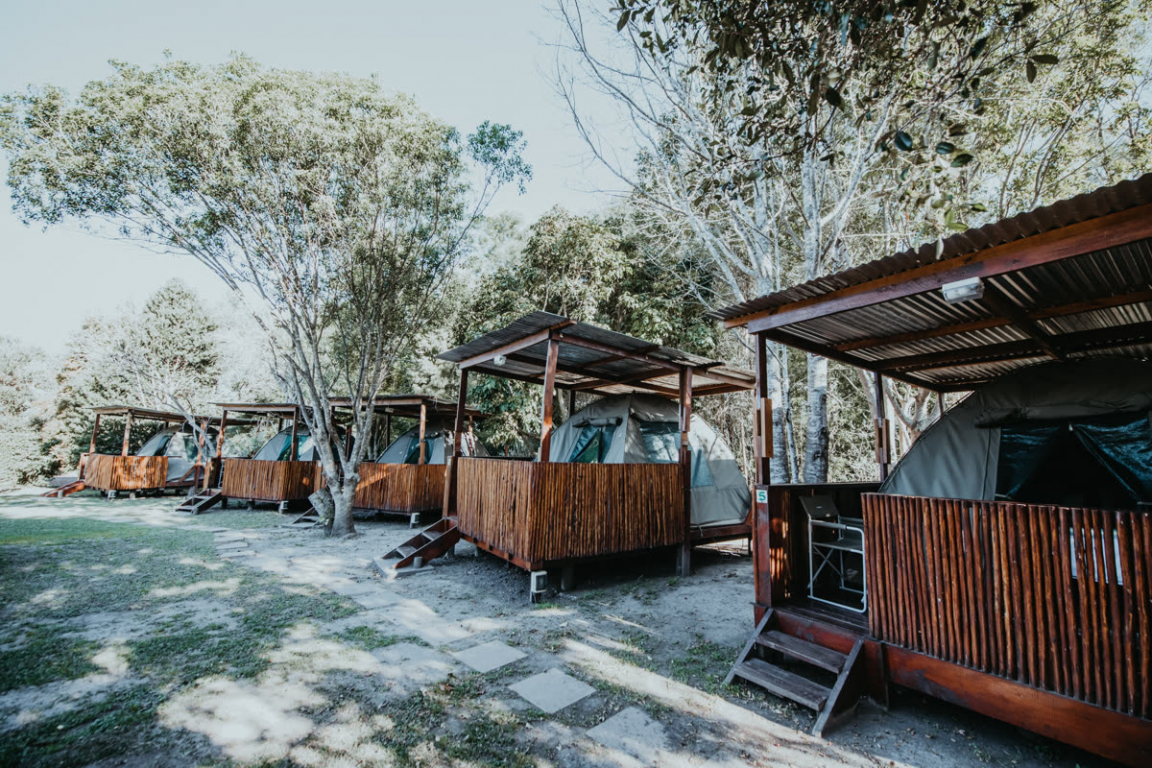 Tented camping area on the lodge grounds